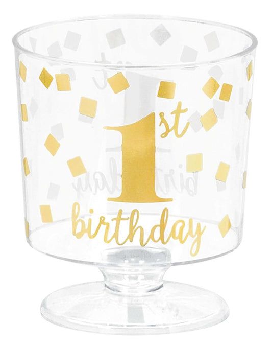 1st Birthday Cup Clr Tiny Pdstl 30ct