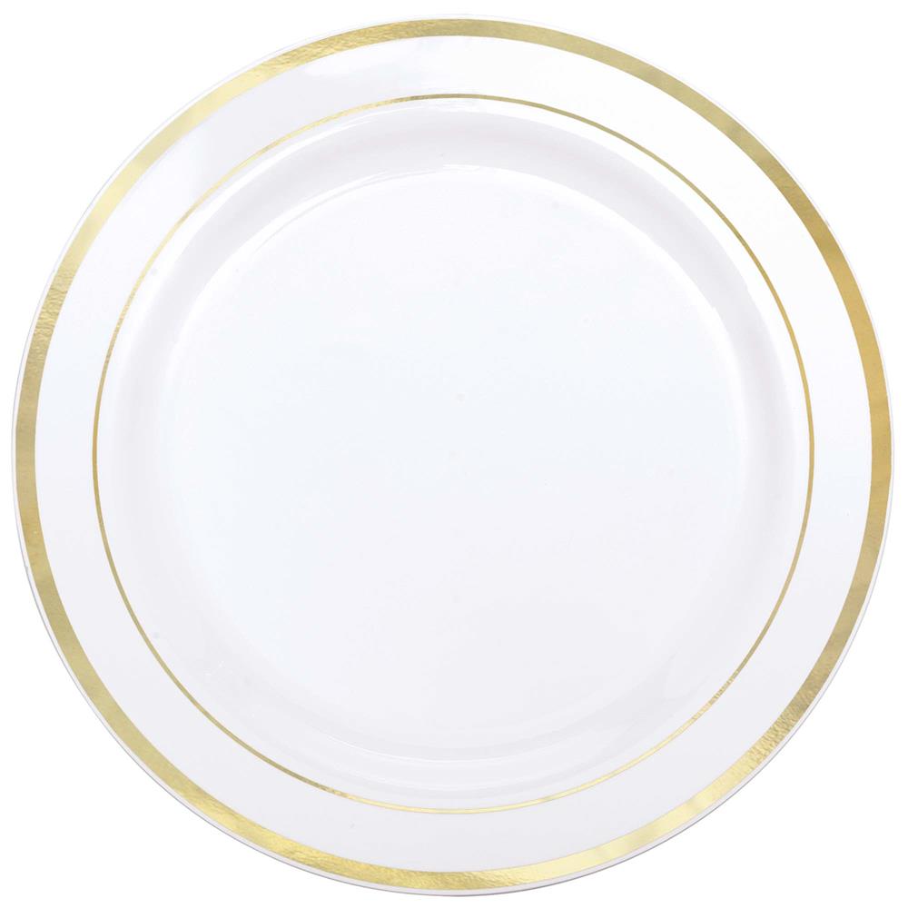 Premium Plate White w Gold Rim 12in 10ct