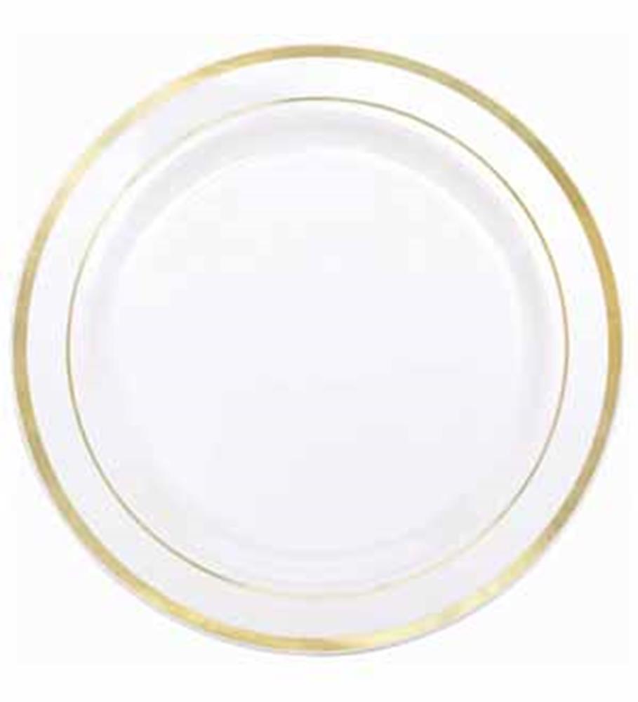 Premium Plate Wh w-Gold Rim 7.5in 20