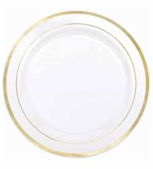 Premium Plate Wh w-Gold Rim 7.5in 20