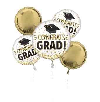 Anagram Congrats Grad Gold Glitter Bouquet Foil Balloon 5ct