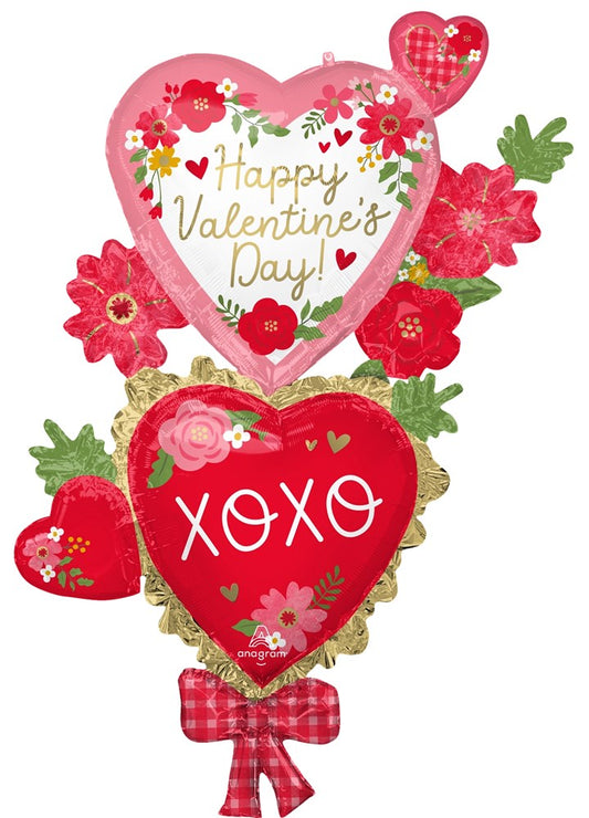 Anagram Happy Valentines Day 59 inch Floral XOXO Foil Balloon 1ct