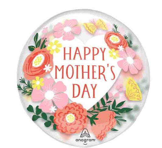 Anagram Happy Mothers Day Clear Blooms 18 inch Foil Balloon 1ct