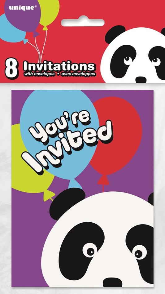 Invitaciones de cumpleaños Panda 8ct