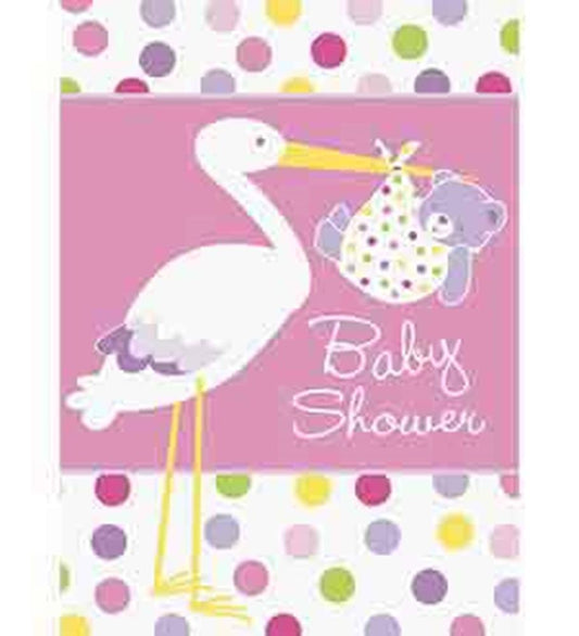 Baby Girl Stork Invites 8ct