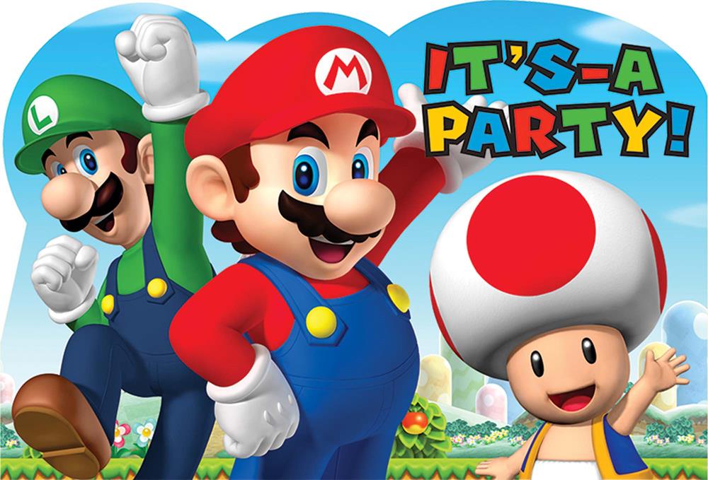 Invitación de Super Mario 8ct