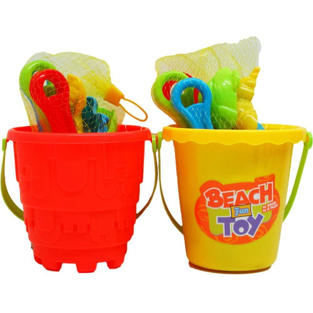 5.5in Beach Toy Bucket W/ Accss In Net Bag 2 Assrt - Toy World Inc