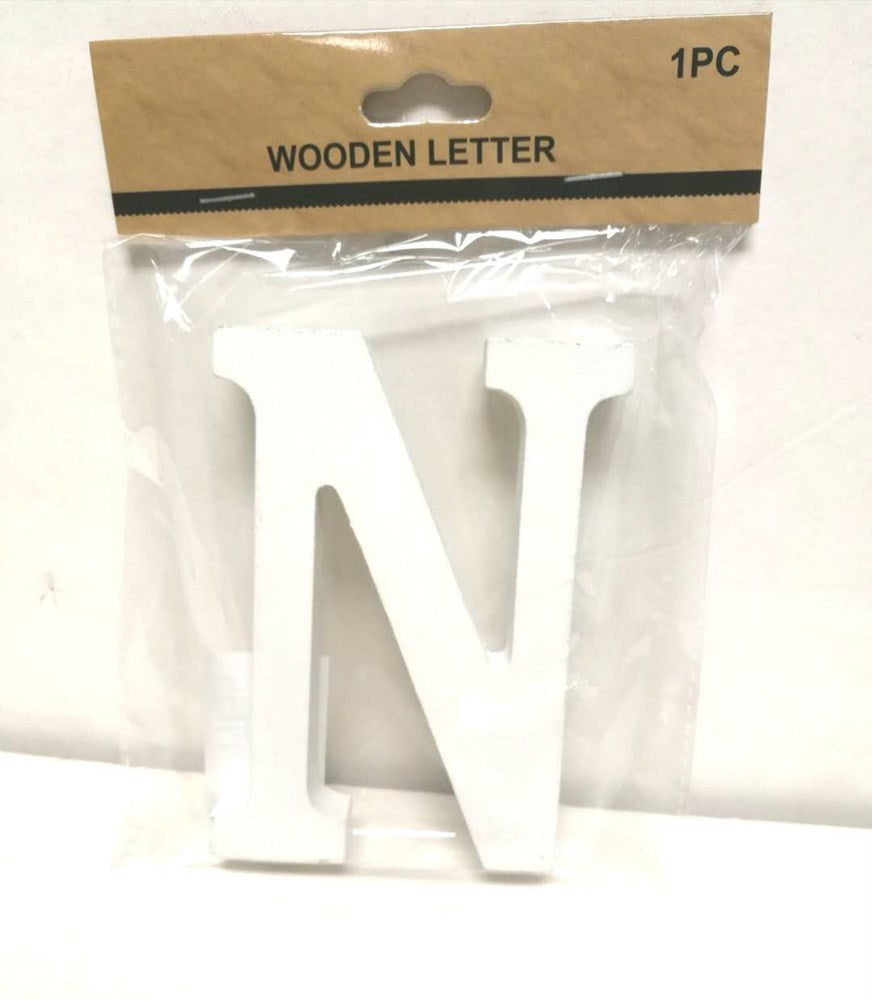 White Wood Letter N