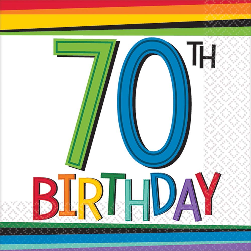 Rainbow Birthday Napkin (S) 16ct - 70th
