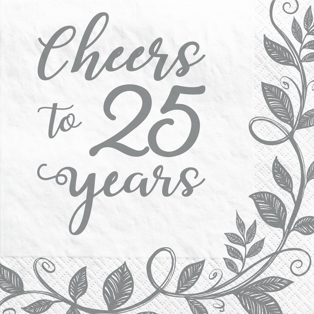 Happy 25th Anniversary Beverage Napkin
