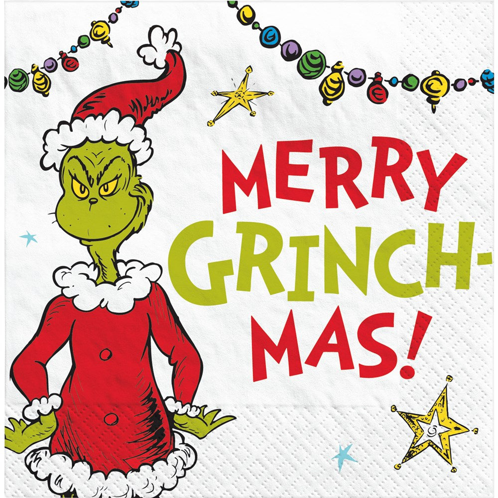 Christmas Traditional Grinch Merry Grinchmas Beverage Napkin 16ct