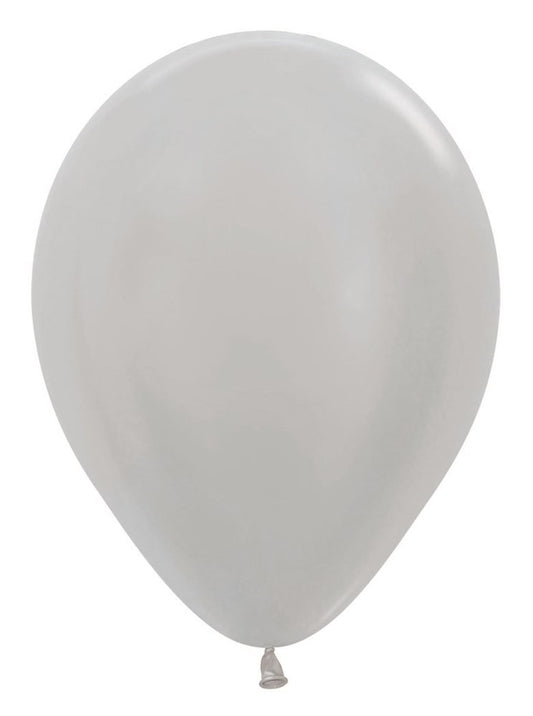 5 inch Sempertex Metallic Silver Latex Balloons 100ct