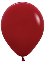 5-inch round shiny imperial red latex balloon inflated with tied end visible.