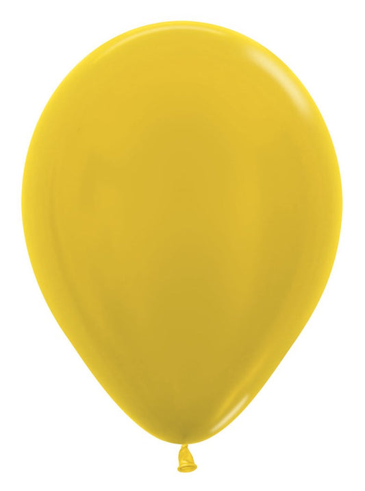 11 inch Sempertex Metallic Yellow Latex Balloons 100ct