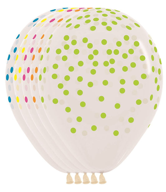 11 inch Sempertex Assorted Neon Colors Confetti Latex Balloons 50ct