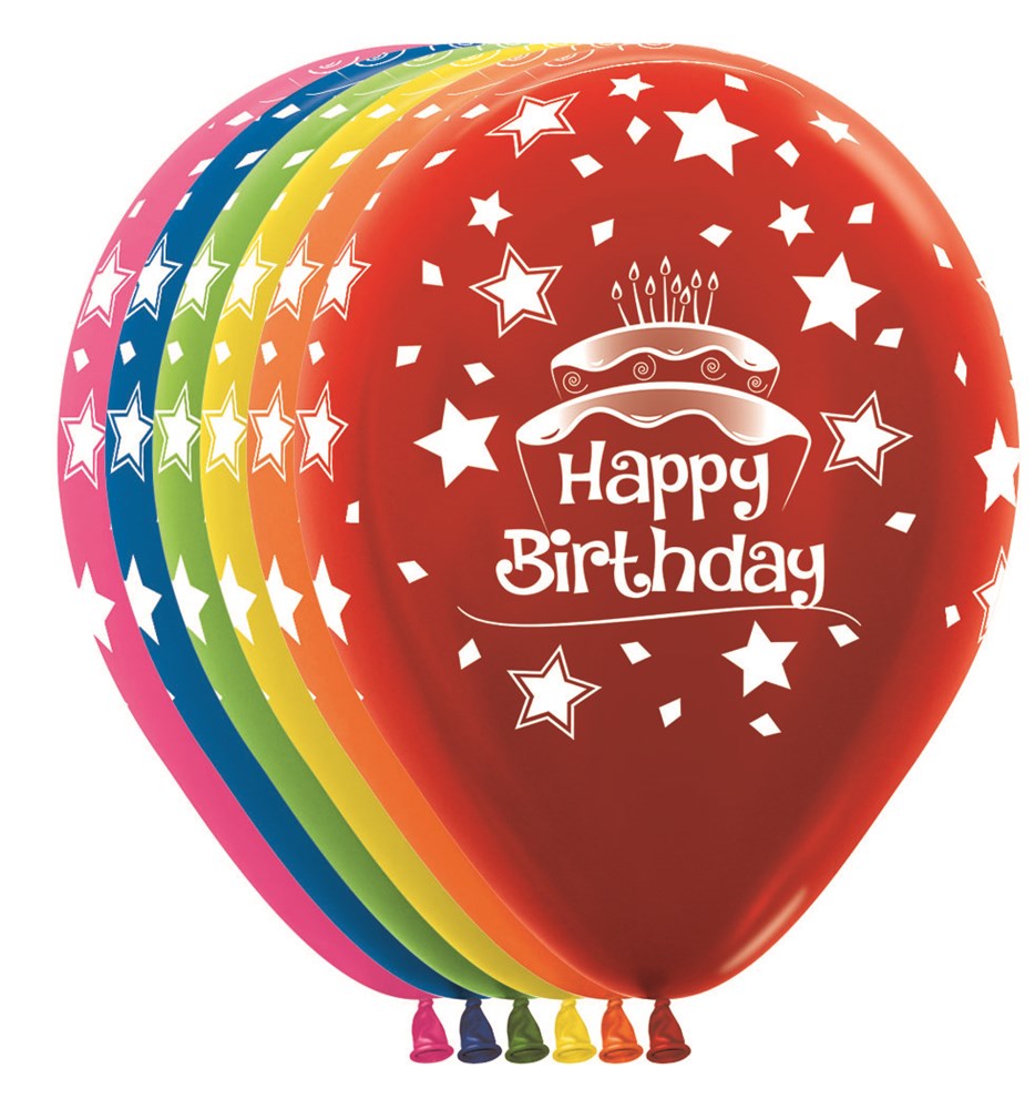 11 inch Sempertex Birthday Cake Metallics Latex Balloons 50ct