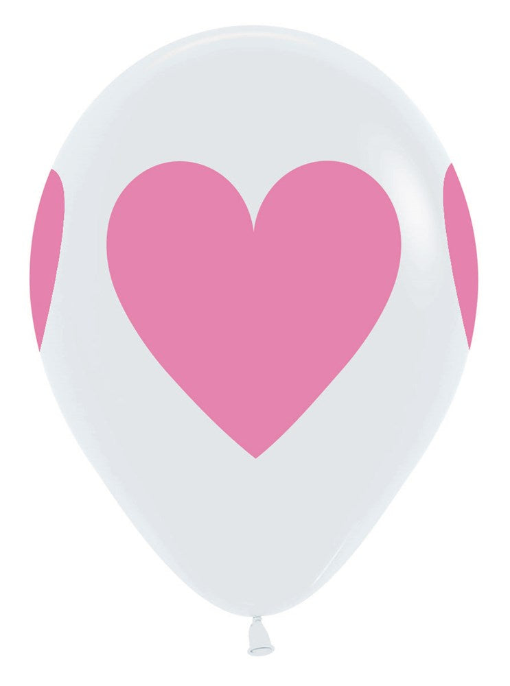 11 inch Sempertex Baby Pink Hearts  Latex Balloons All Over Print 50ct