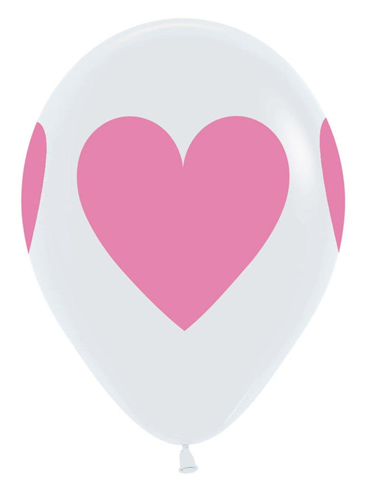 Globos de látex Sempertex de 11 pulgadas con corazones de color rosa bebé, estampado total, 50 unidades