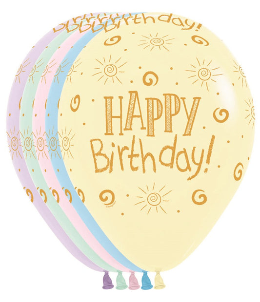 11 inch Sempertex Pastel Gold Birthday Latex Balloons 50ct