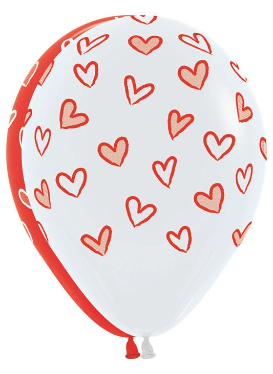 11 inch Sempertex Forever Hearts Latex Balloons All Over Print 50ct
