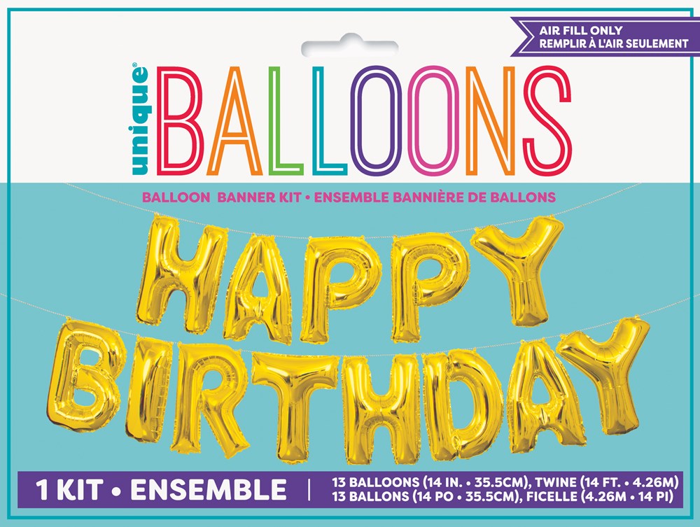 Gold Balloon Letter Banner Kit 14in