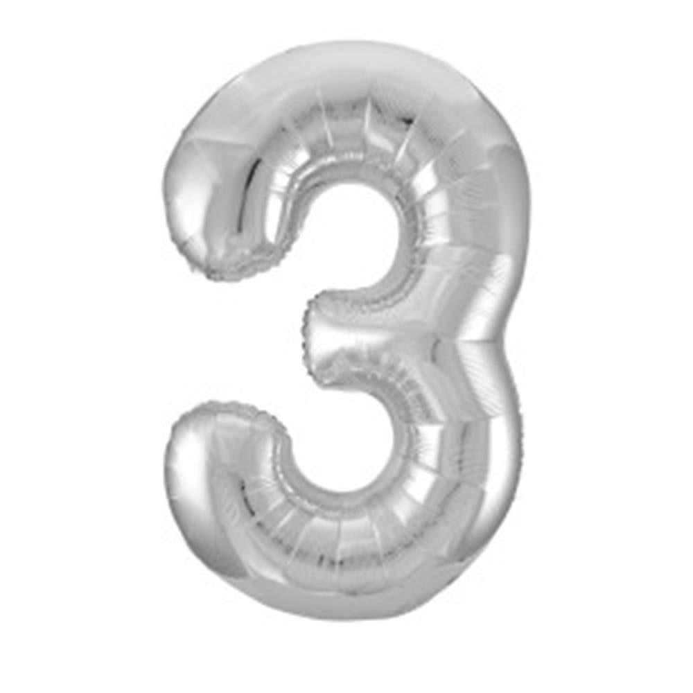 Jumbo Foil Number Balloon 34in Silver - 3