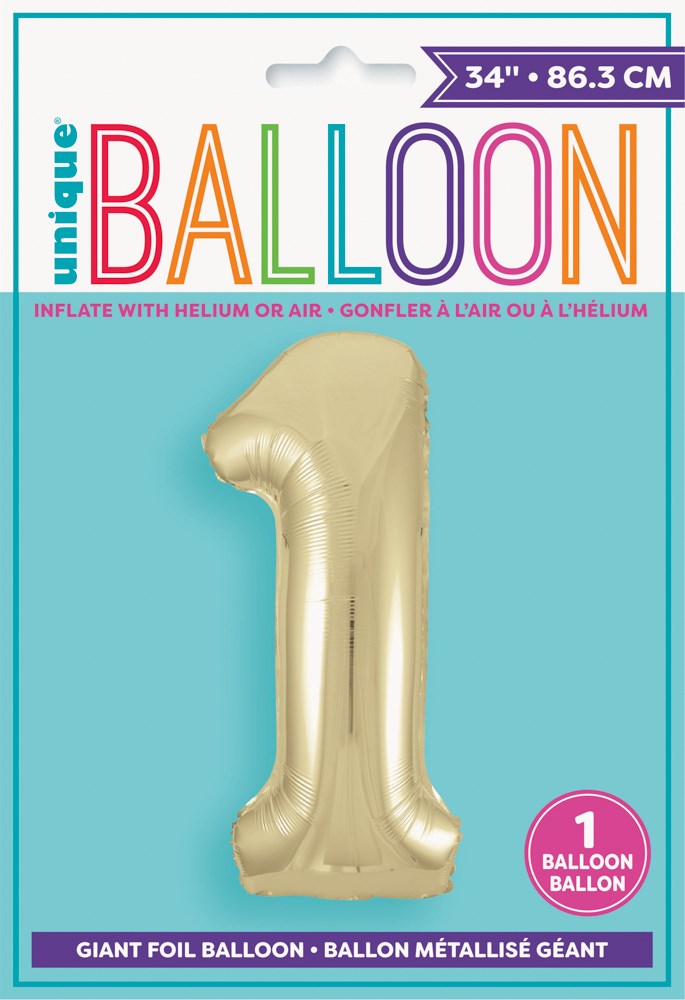 Jumbo Foil Number Balloon 34in Gold - 1