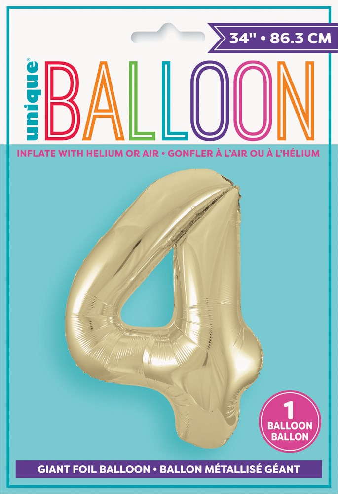 Jumbo Foil Number Balloon 34in Gold - 4