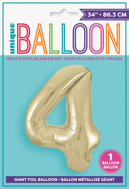Jumbo Foil Number Balloon 34in Gold - 4
