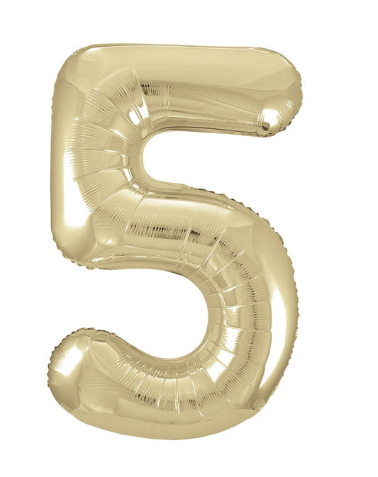 Jumbo Foil Number Balloon 34in Gold - 5