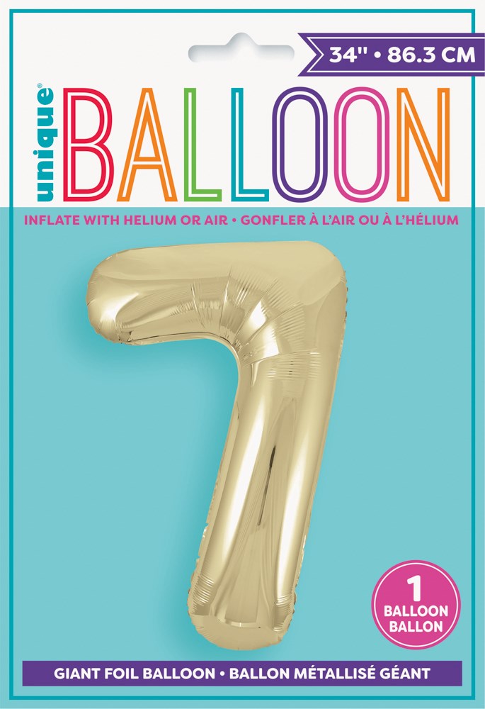 Jumbo Foil Number Balloon 34in Gold - 7