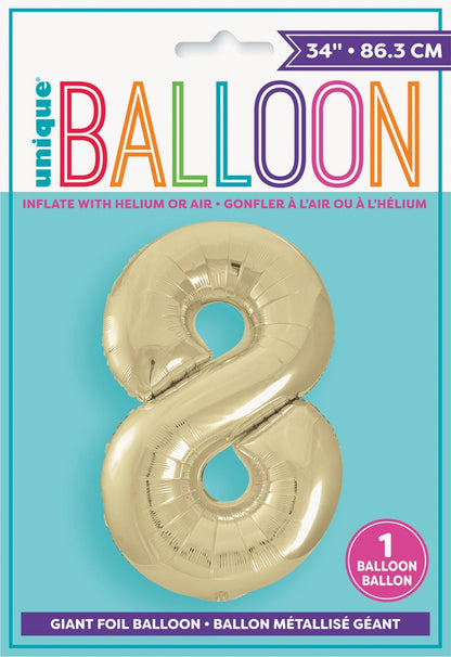 Jumbo Foil Number Balloon 34in Gold - 8