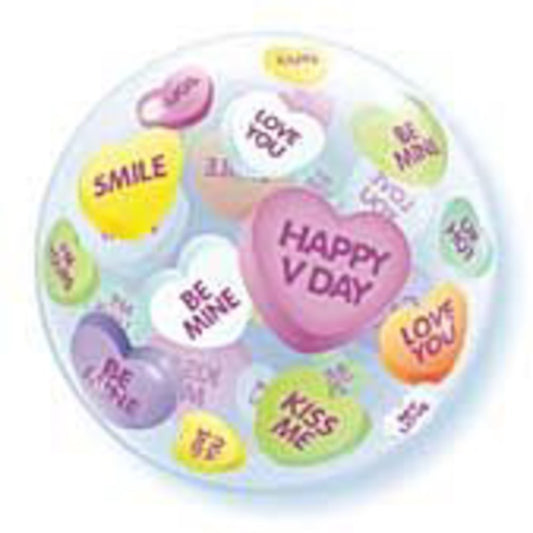 Valentines Day Candy Hearts 22in Bubble Balloon