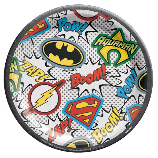 Heroes Unite Justice League 7in Round Plate 8ct