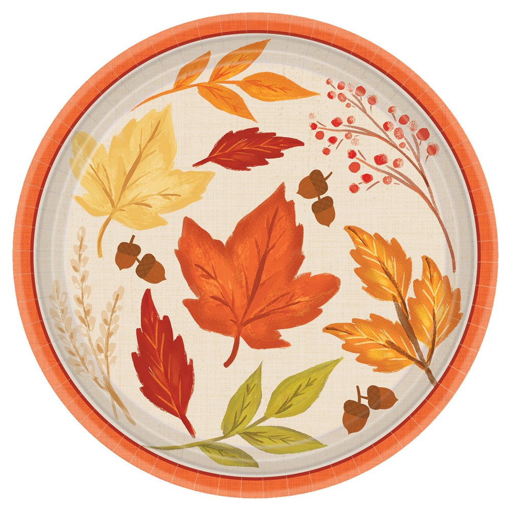 Fall Foliage Round Plates 7in 8ct