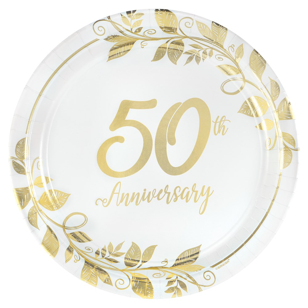 Happy 50th Anniversary 7in Round Metallic Plate