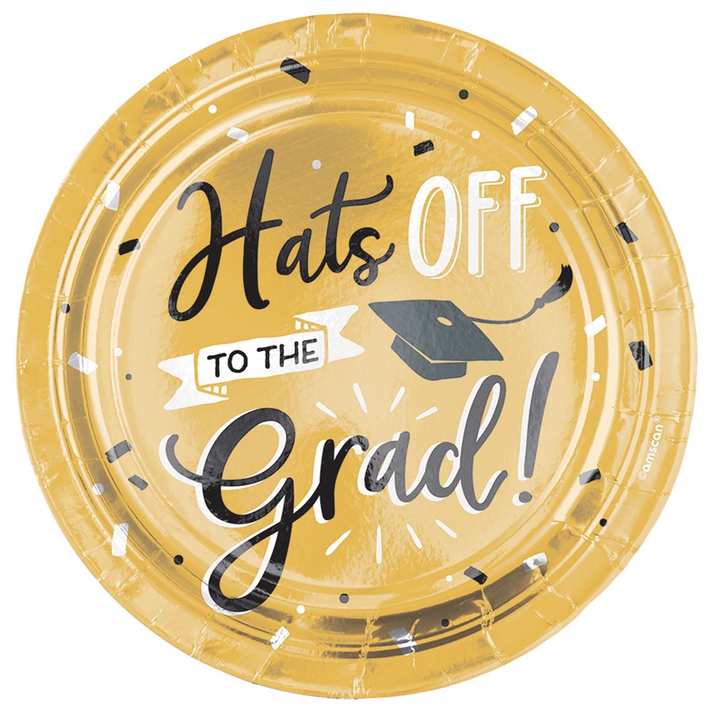 Grad Hats Off Round 7in Plate