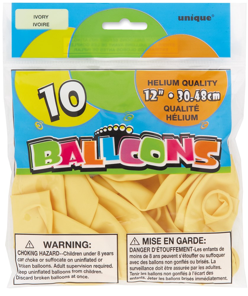 Balloon 12in 10ct - Ivory