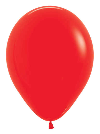 18-inch vibrant red latex balloon with a smooth, glossy surface and a classic oval shape.