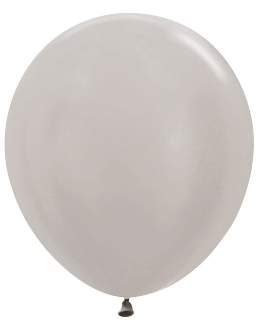 18 inch Sempertex Metallic Silver Latex Balloons 25ct