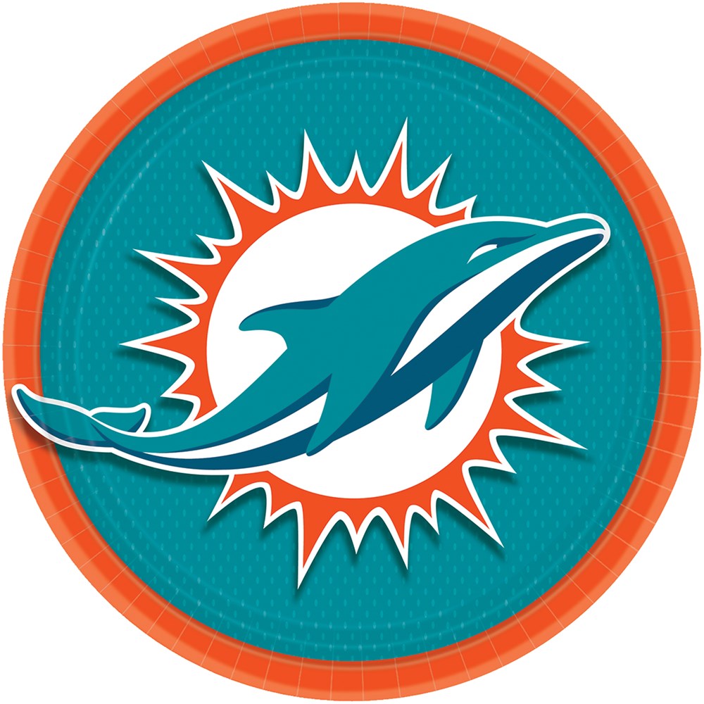 Miami Dolphins 9in Round Plate