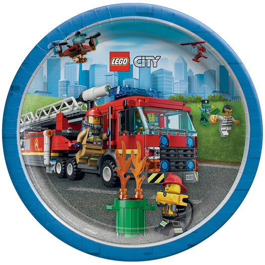 Lego City 9 en platos redondos 8 ct