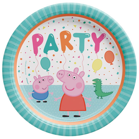 Peppa Pig Confeti Fiesta 9in Platos Redondos 8ct