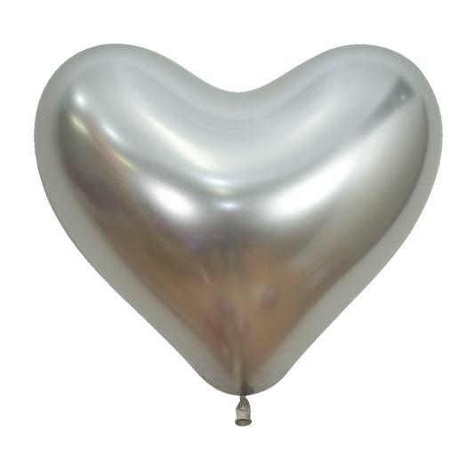 14 inch Sempertex Reflex Silver Heart Heart Latex 50ct