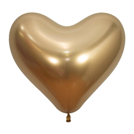 14 inch Sempertex Reflex Gold Heart Latex Balloon 50ct