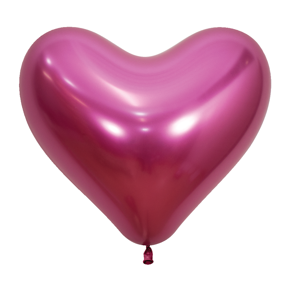 14 inch Sempertex Reflex Fuchsia Heart Latex Balloon 50ct