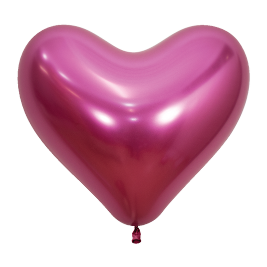 14 inch Sempertex Reflex Fuchsia Heart Latex Balloon 50ct