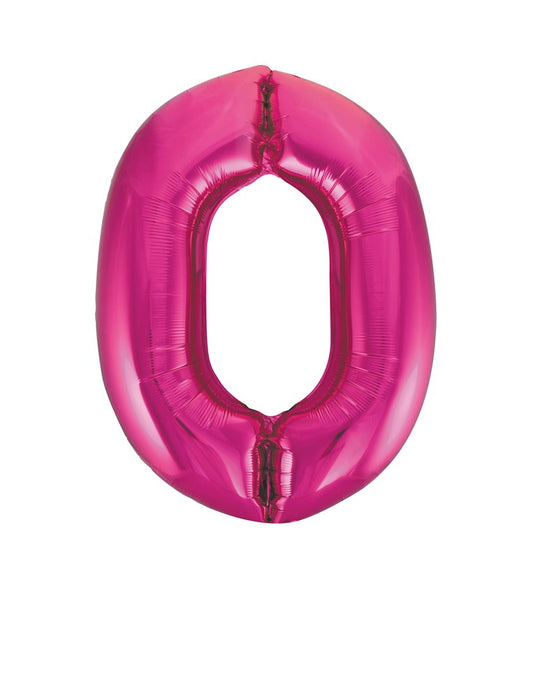 Jumbo Foil Number Balloon 34in - 0 - Pink