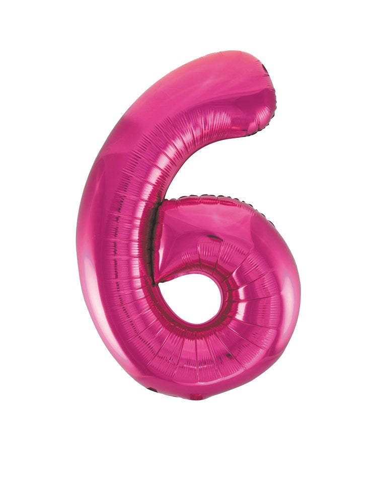 Jumbo Foil Number Balloon 34in - 6 - Pink