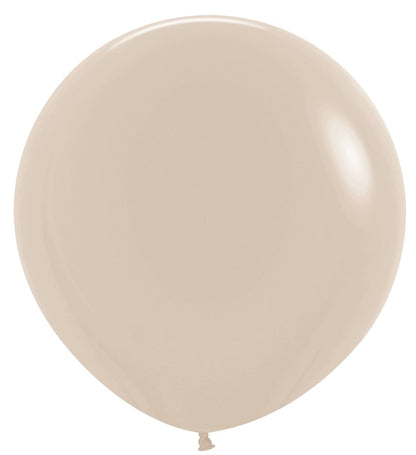 Large 36-inch round latex balloon in matte white sand color with smooth surface.
